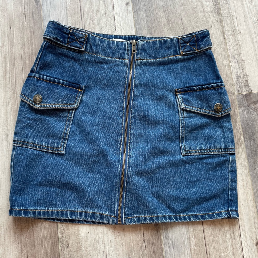 Forever 21 Blue Jean Denim Cargo Mini Skirt